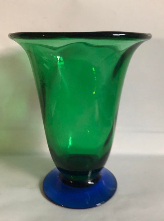 Smuk retro glasvase i blå og grøn nuancer fra Orrefors - nr. 06299