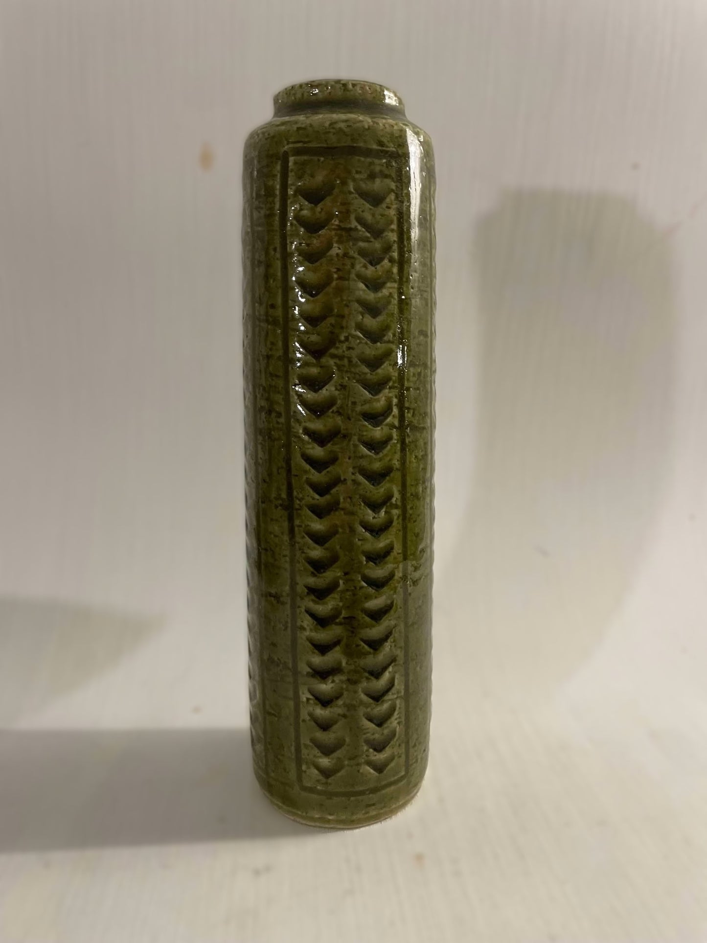 Tall and slim Mid-Century stoneware vase in Chamotte style by Palshus, Denmark 1960s