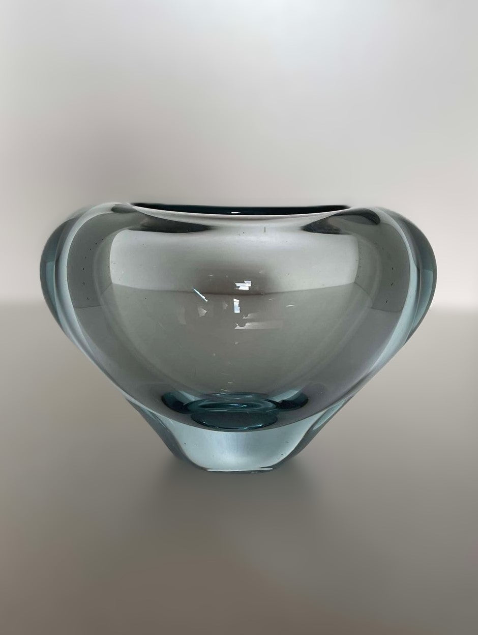 Large Per Lütken "Minuet" Heart Vase from Holmegaard Denmark, 60s Crystal Glass from Scandinavia