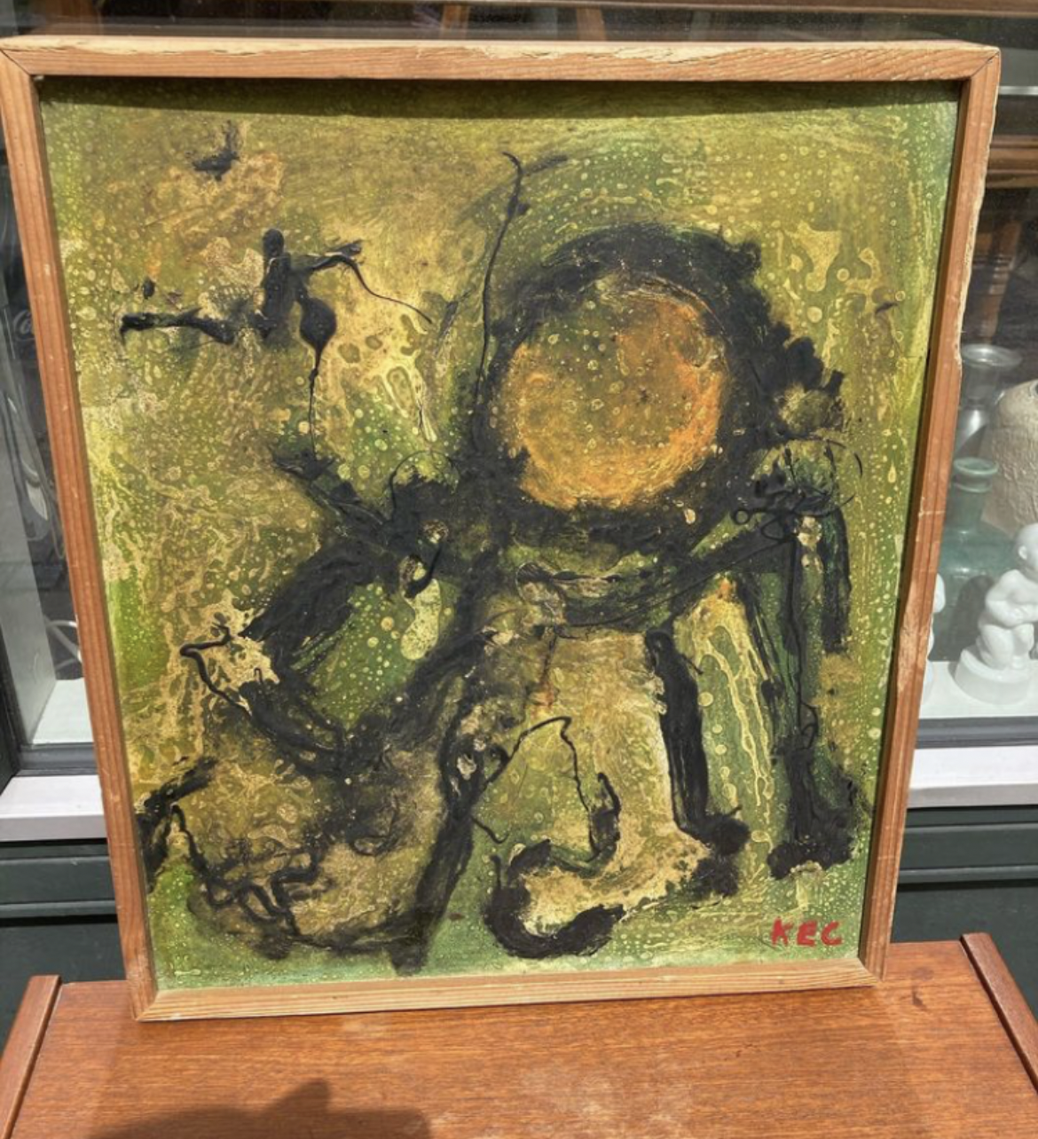 Abstract modern painting on plate by Kai E. Christensen - no. 01960