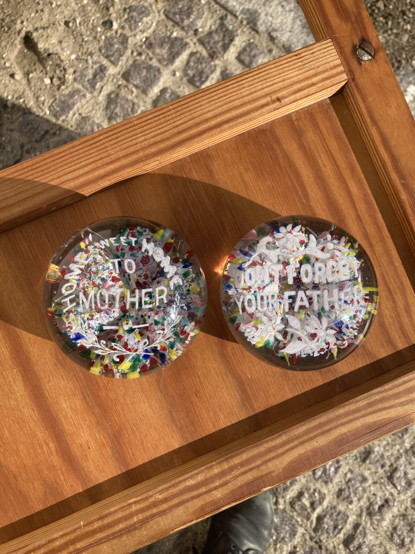 2 glass letter weights - no. 0517