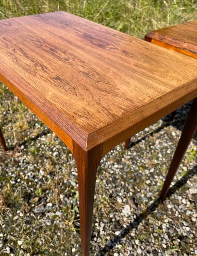 A pair of beautiful side tables made of rosewood, design by Johannes Andersen for Silkeborg Møbelfabrik - no. 09998