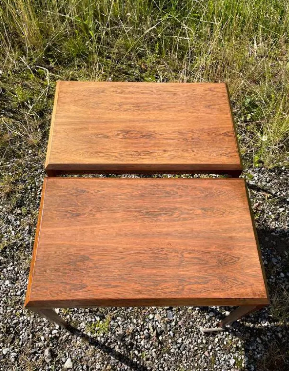 A pair of beautiful side tables made of rosewood, design by Johannes Andersen for Silkeborg Møbelfabrik - no. 09998