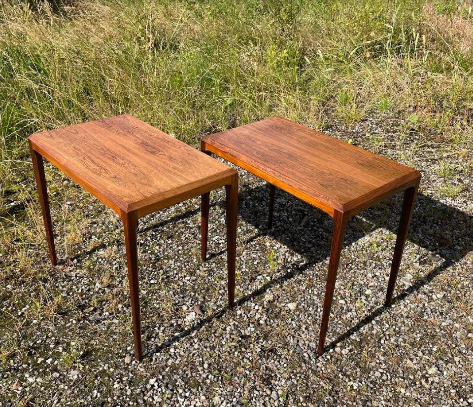 A pair of beautiful side tables made of rosewood, design by Johannes Andersen for Silkeborg Møbelfabrik - no. 09998