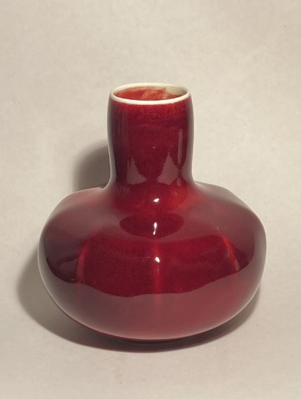 Beautiful Lisbeth Munch Petersen porcelain vase in oxblood glaze - no. 01317