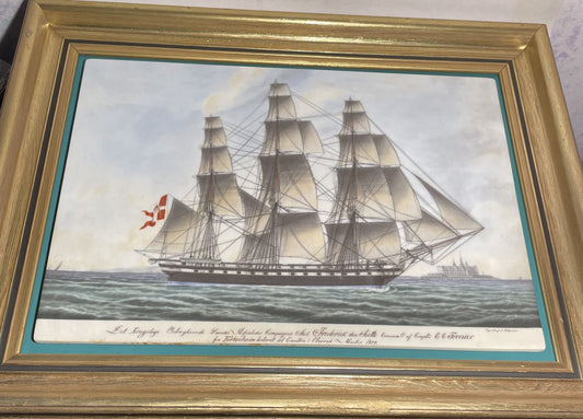 Bing &amp; Grøndahl porcelain picture of the Frigate "Frederick the Siette" - no. 01961