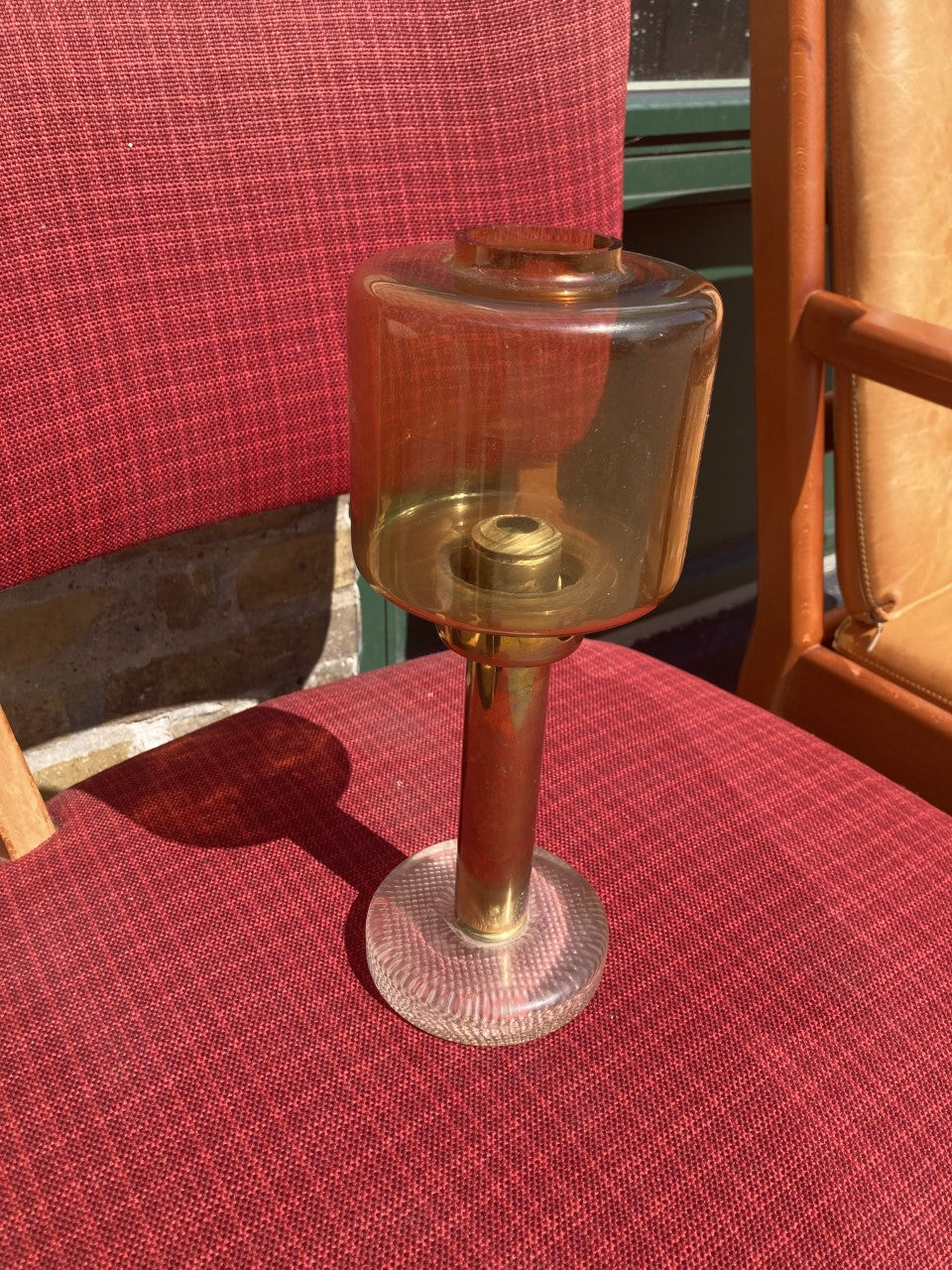 Hans Agne Jacobsen glass and brass candlestick - no. 0064