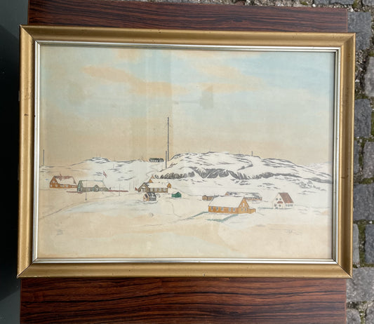 Flot Grønlandsk akvarel ca. 1960erne - nr. 011810