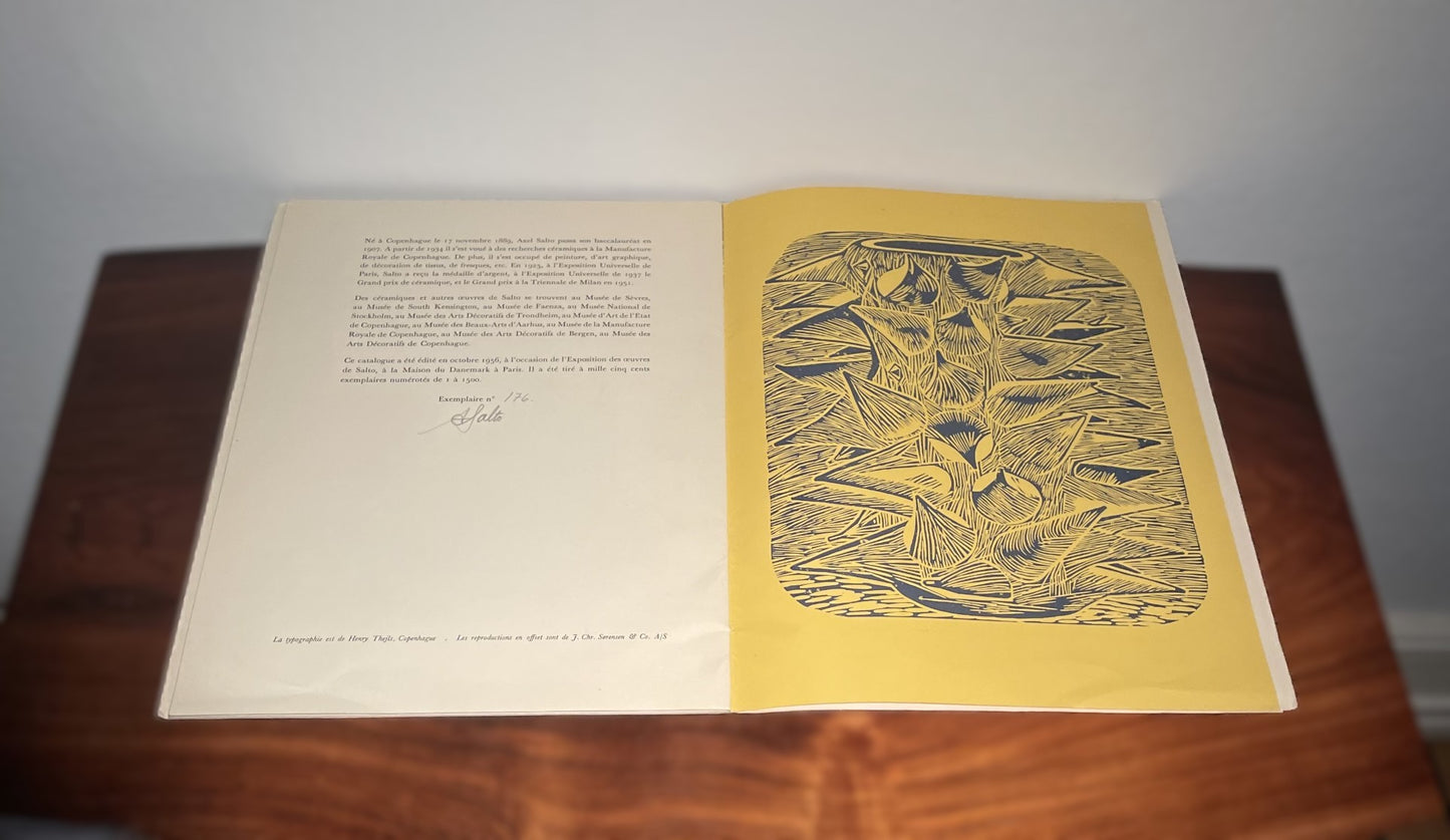 Axel Salto book from the Paris exhibition in 1956, signed in pencil - no. 0009