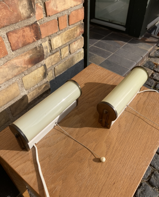 Nice retro bedside lamps in glass and brass - no. 01001