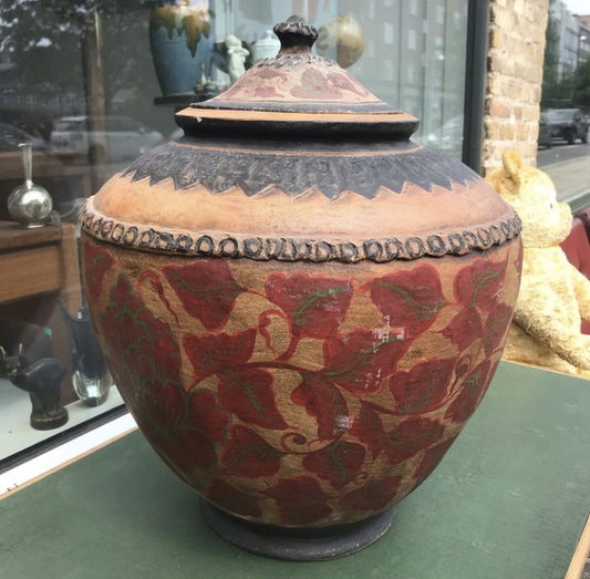 Beautiful large southern ceramic jar with lid - no. 01304