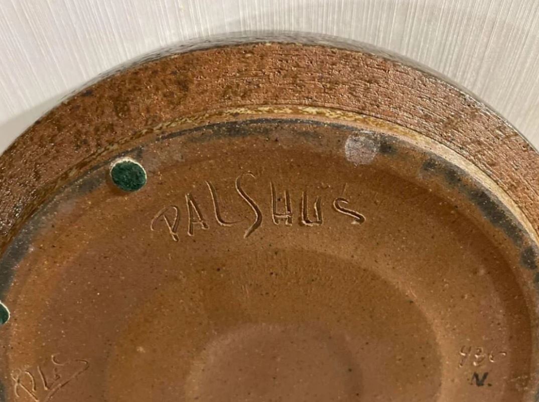 Danish Mid-Century Chamotte stoneware disk from Palshus
