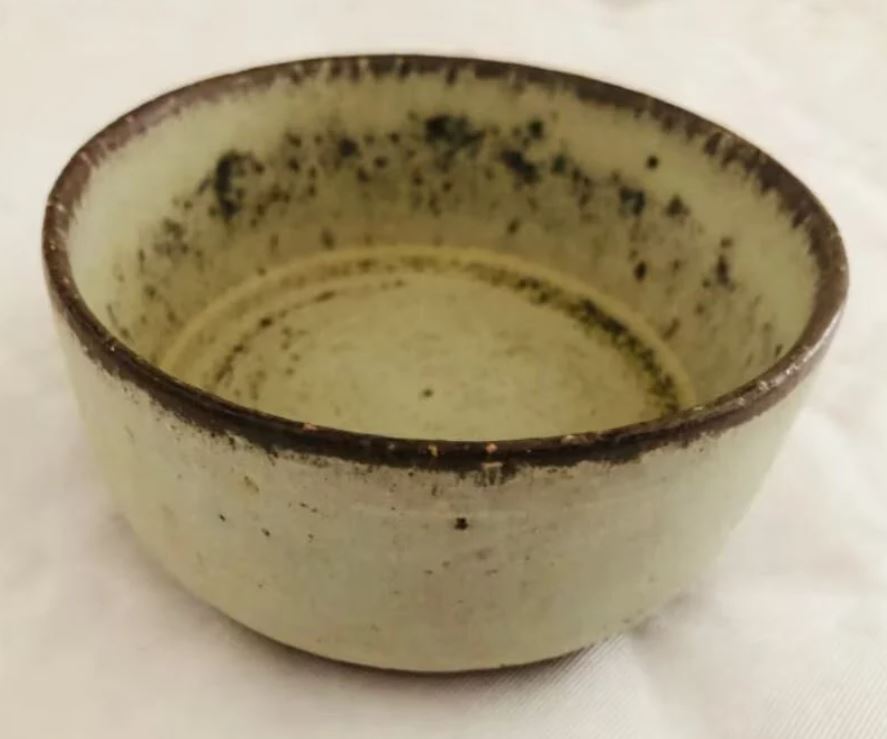 Danish Mid-Century hare fur glaze stoneware bowl from Palshus