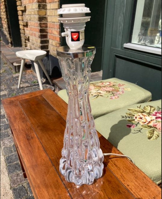 Belysning, smuk glas bordlampe fra Orrefors, Sverige
