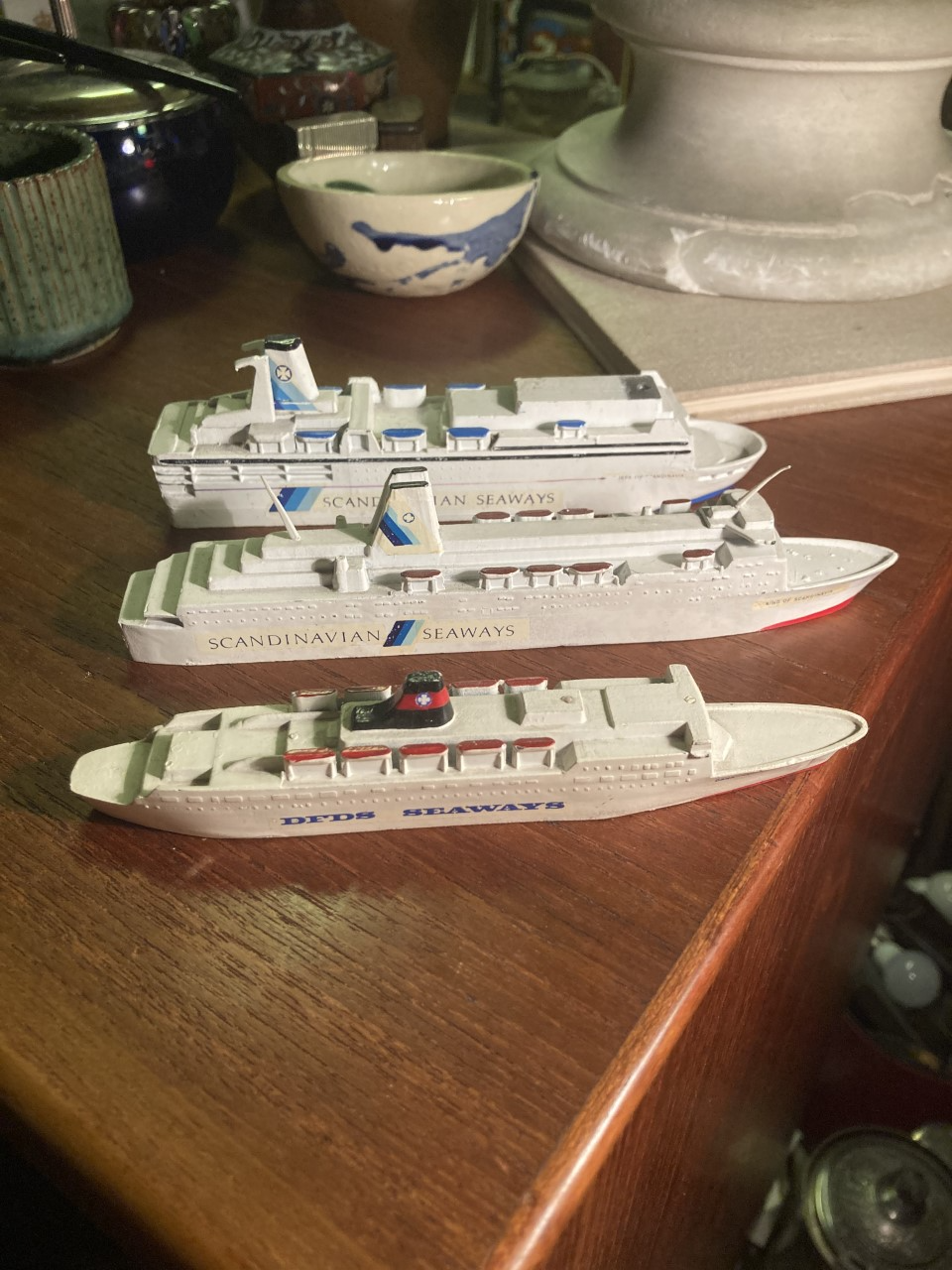 3 pieces. tin DFDS ferry models
