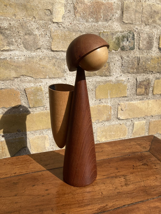Match holder made of teak and birch, design Poul Anker Hansen