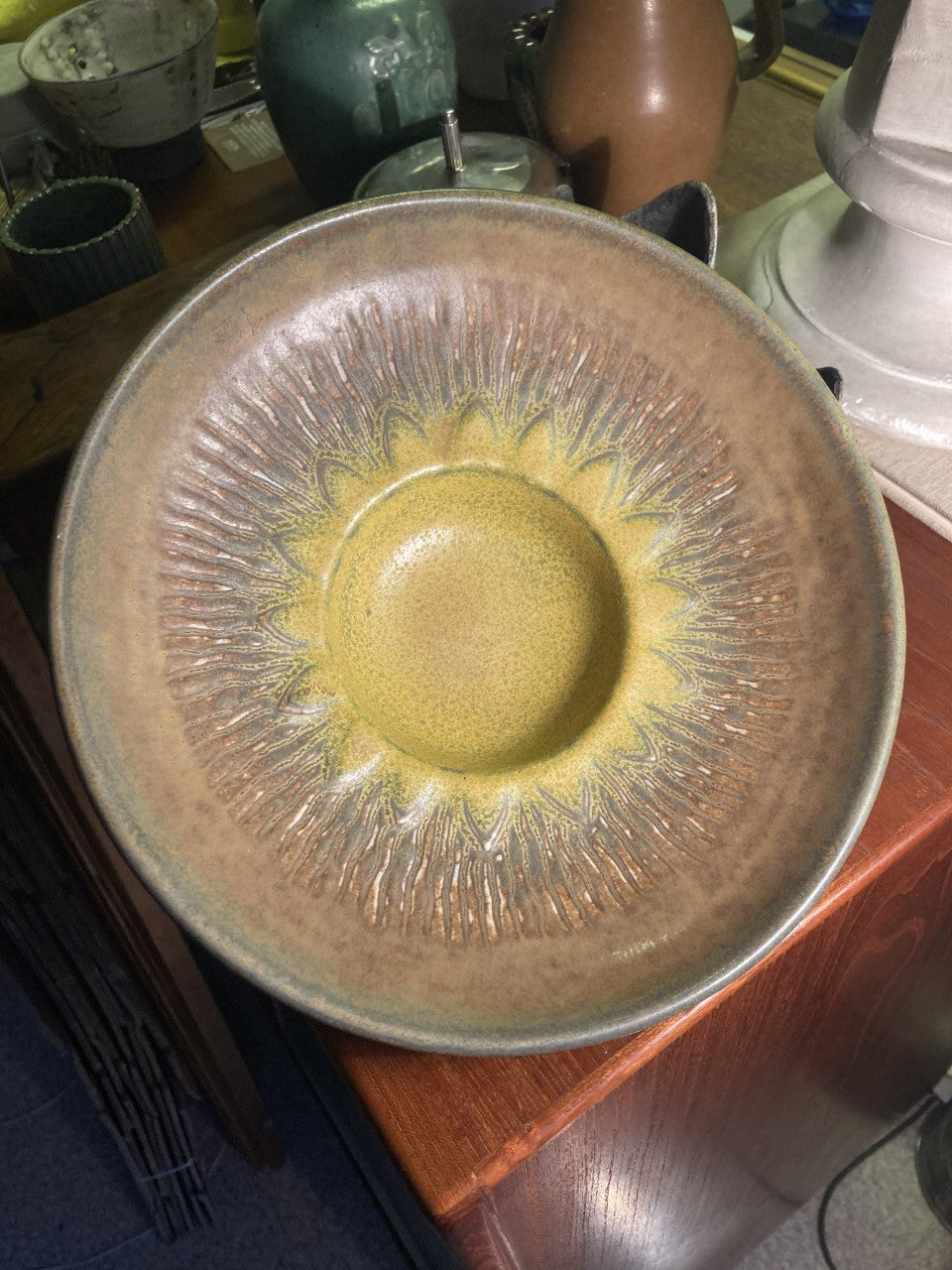 Keramik, Smuk Gerd Bøgelund stentøjsskål i solfatara glasur